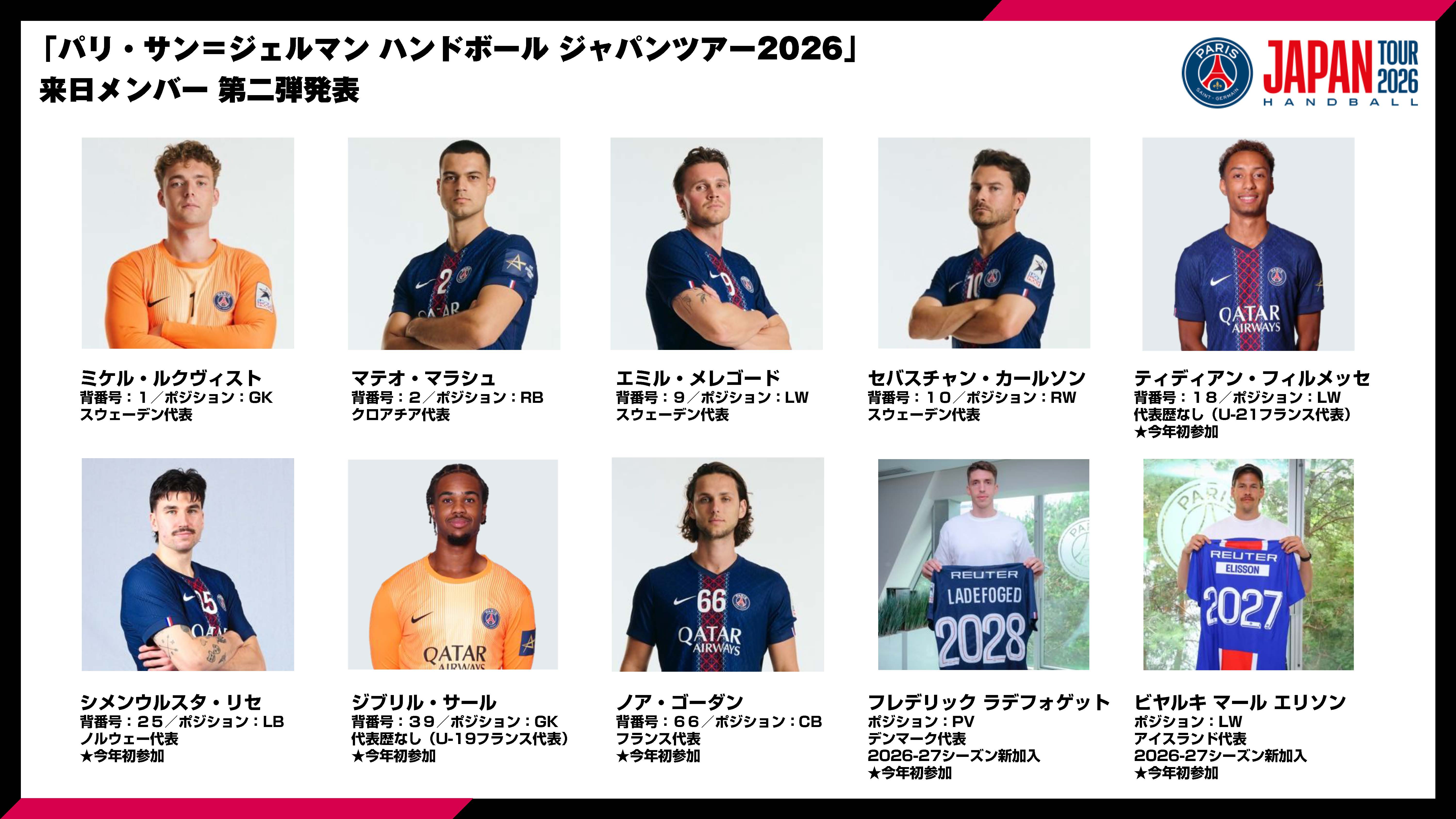 パリ・サン＝ジェルマン ハンドボール ジャパンツアー2026」第二弾来日